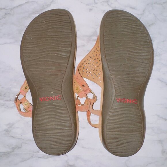 Vionic Women's Kirra T-Strap Perforated Leather Slingback Sandals size 8 - Picture 6 of 6